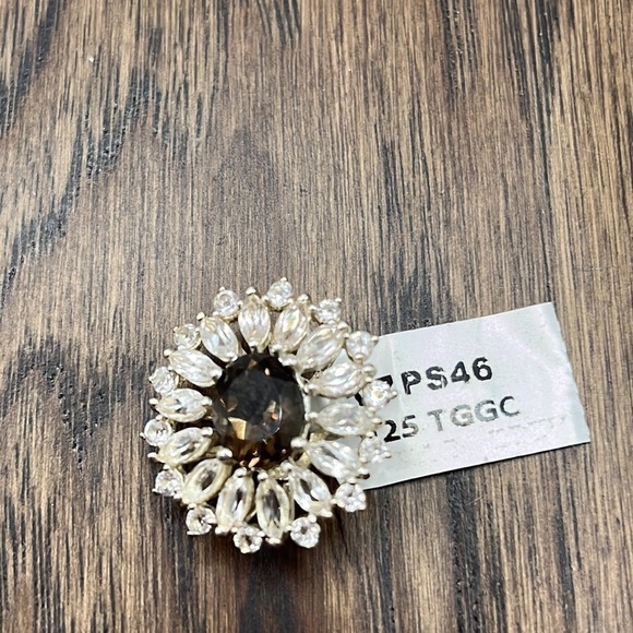 SMOKEY QUARTZ PENDANT WITH WHITE TOPAZ IN STERLING SILVER 5.62CTS 925 - Picture 4 of 10